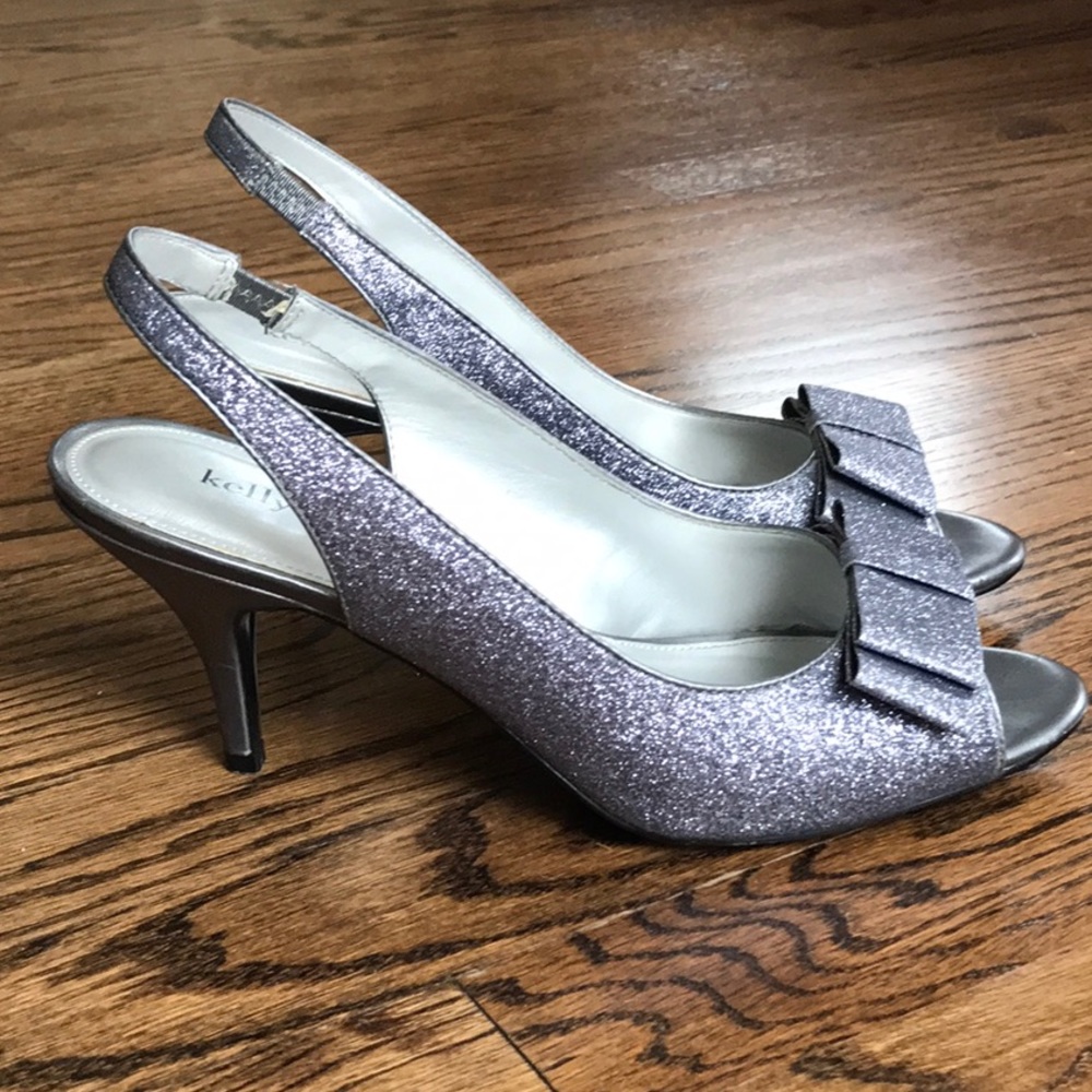 Kelly and Katie Metallic Open Toe Heels